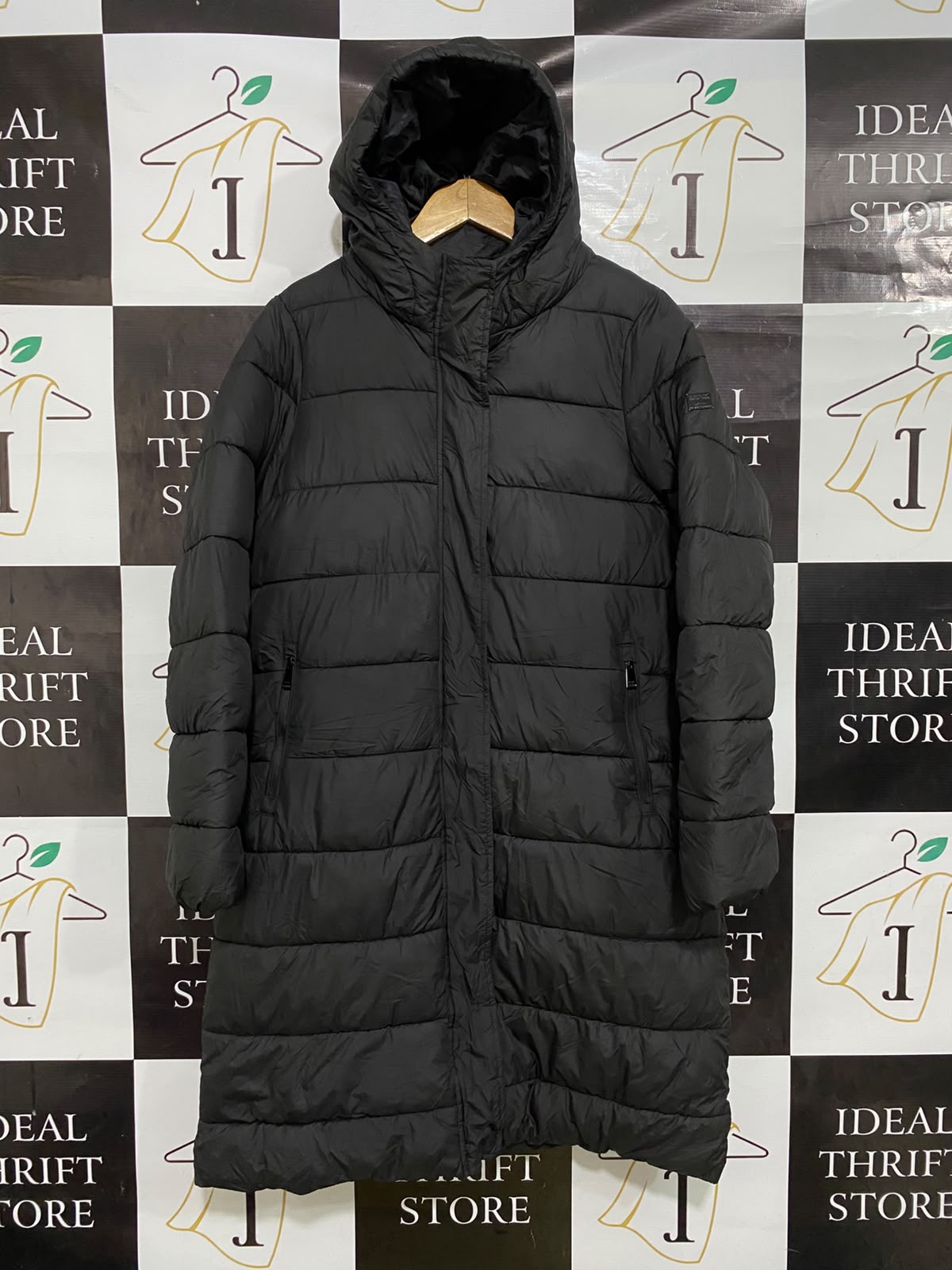 REGATTA |M| BUST 22| A20| SOLID BLACK QUILTED HOODED LONG PUFFER TECHNICAL UTILITY COAT