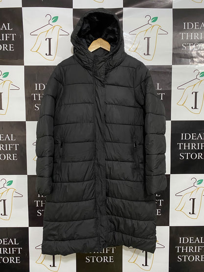 REGATTA |M| BUST 22| A20| SOLID BLACK QUILTED HOODED LONG PUFFER TECHNICAL UTILITY COAT