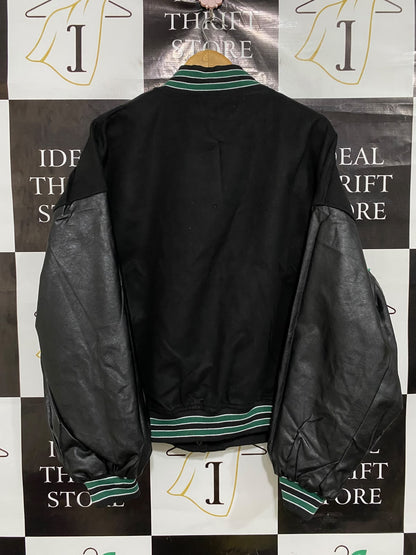 BOOHOO |M| BUST 27| A20| BLACK AND GREEN VARSITY TECHNICAL UTILITY JACKET