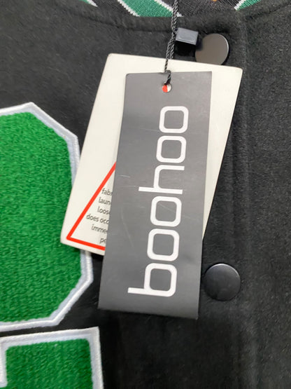 BOOHOO |M| BUST 27| A20| BLACK AND GREEN VARSITY TECHNICAL UTILITY JACKET
