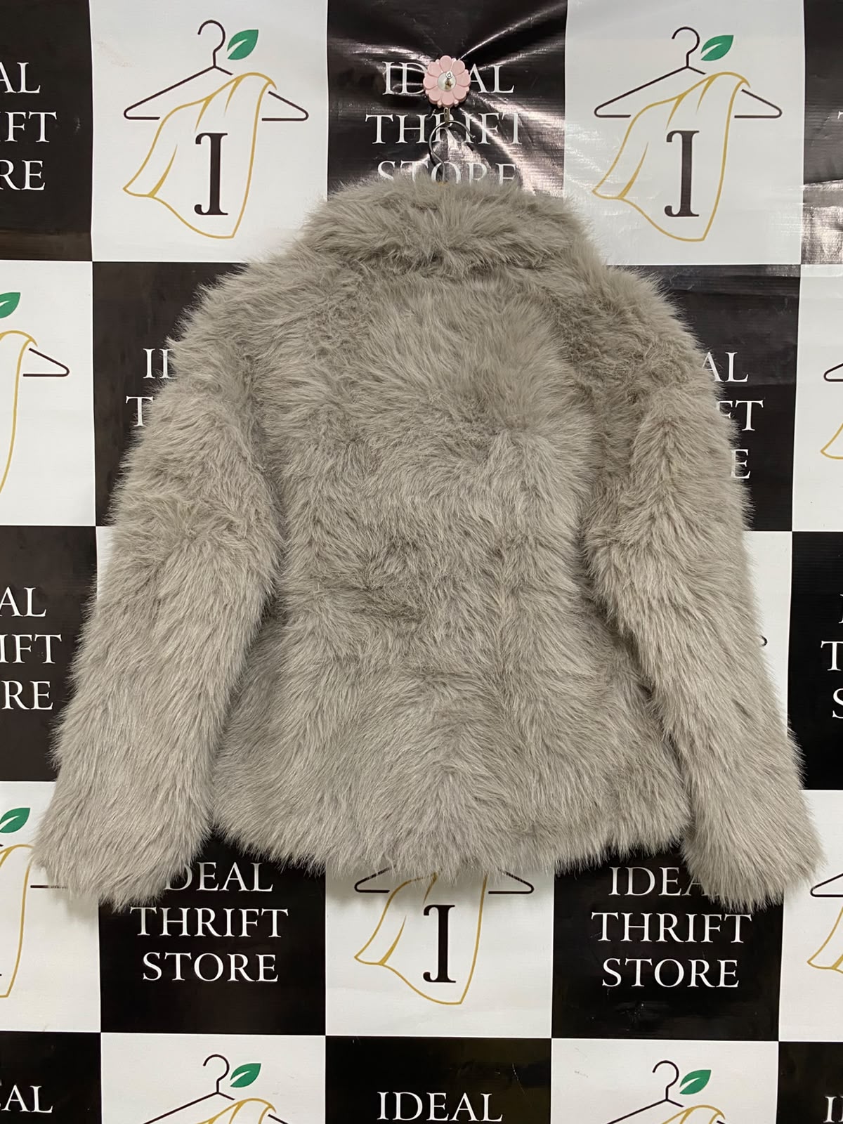 |M| BUST 22| A20| GREY FAUX-FUR OVERSIZED COLLAR TECHNICAL UTILITY JACKET