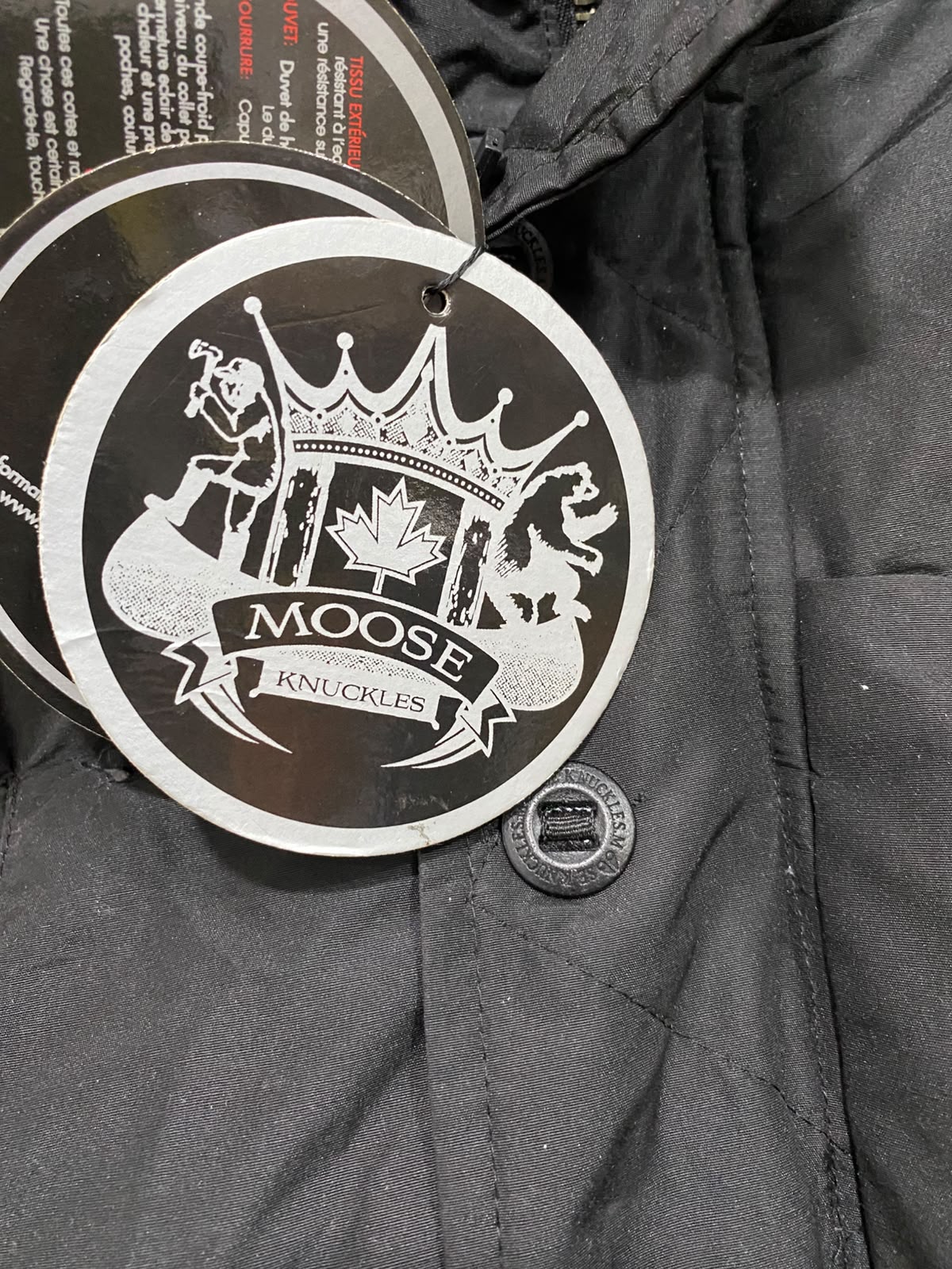 MOOSE KNUCKLES |S| BUST 23| A24| SOLID BLACK FUR-TRIMMED HOODED TECHNICAL UTILITY PARKA JACKET
