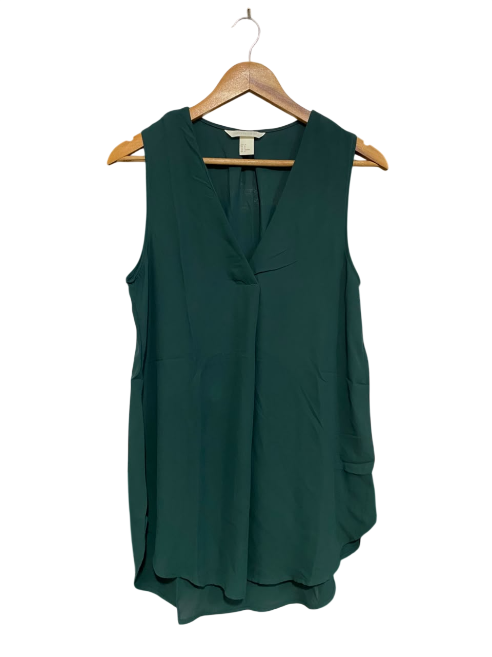 H&M |S| BUST 19| A49| DARK GREEN SLEEVELESS V-NECK TECHNICAL UTILITY TUNIC TOP