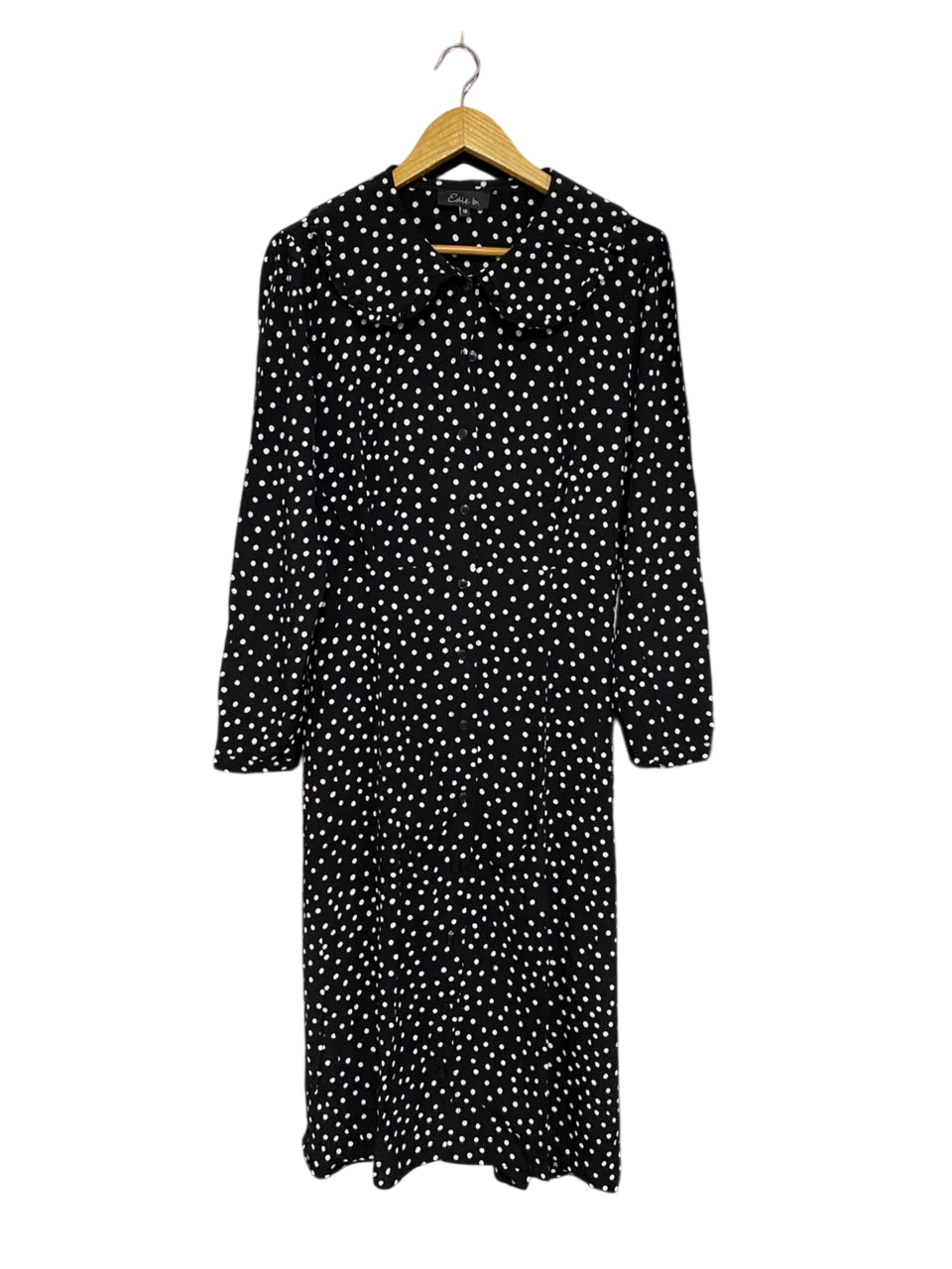 EDIE B |M| BUST 19| A50| BLACK AND WHITE POLKA DOT PETER PAN COLLAR TECHNICAL UTILITY SHIRT DRESS