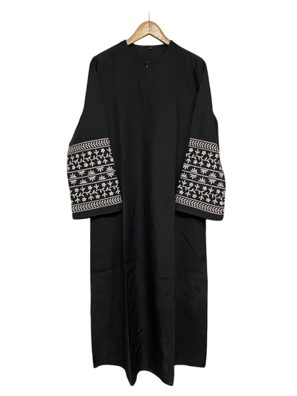 |XL| BUST 20| A50| BLACK AND WHITE EMBROIDERED SLEEVE TECHNICAL UTILITY MAXI DRESS