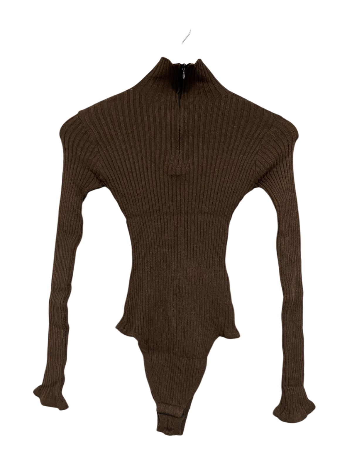 I SAW IT FIRST |XS| BUST 11| A50| DARK BROWN RIBBED HALF-ZIP TECHNICAL UTILITY BODYSUIT
