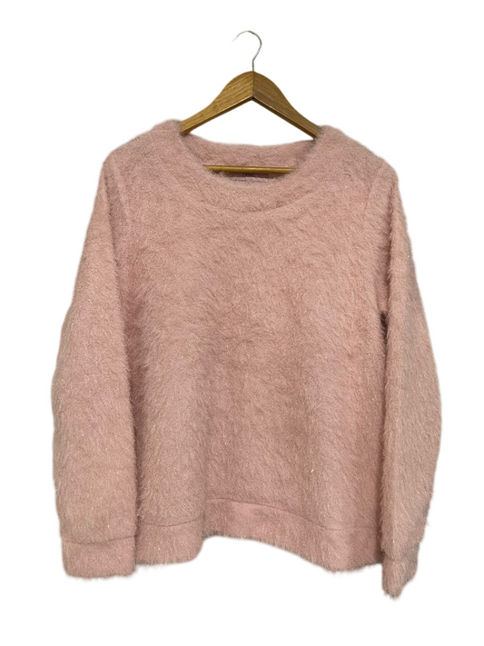 NEXT |L| BUST 21| A50| BLUSH PINK FLUFFY TEXTURED CREWNECK TECHNICAL UTILITY SWEATER
