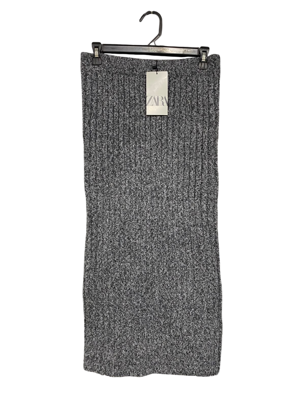 ZARA |M| WAIST 28| A50| CHARCOAL GREY HEATHERED ZARA RIBBED TECHNICAL UTILITY MIDI SKIRT