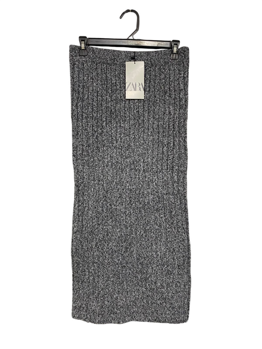 ZARA |M| WAIST 28| A50| CHARCOAL GREY HEATHERED ZARA RIBBED TECHNICAL UTILITY MIDI SKIRT