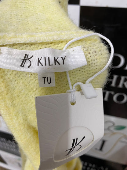KILKL |M| BUST 21| A51| YELLOW OPEN-FRONT TIE-BACK TECHNICAL UTILITY CARDIGAN