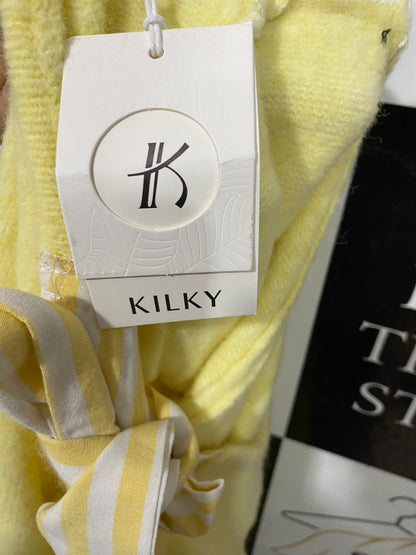 KILKL |M| BUST 21| A51| YELLOW OPEN-FRONT TIE-BACK TECHNICAL UTILITY CARDIGAN