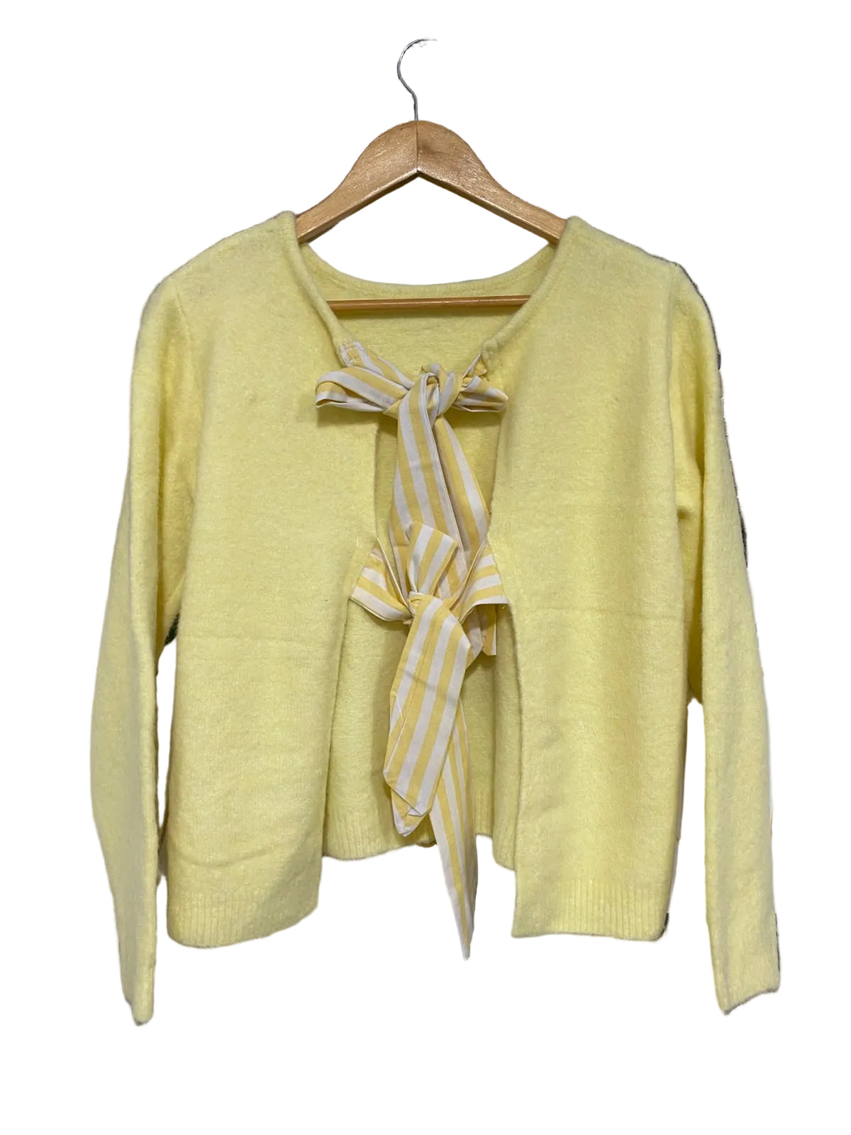 KILKL |M| BUST 21| A51| YELLOW OPEN-FRONT TIE-BACK TECHNICAL UTILITY CARDIGAN