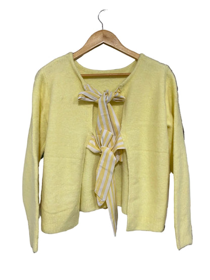 KILKL |M| BUST 21| A51| YELLOW OPEN-FRONT TIE-BACK TECHNICAL UTILITY CARDIGAN