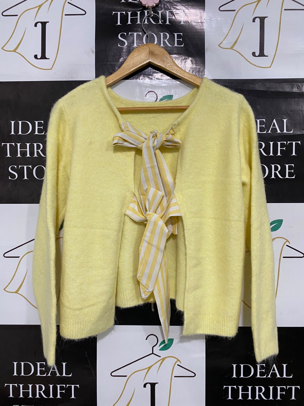 KILKL |M| BUST 21| A51| YELLOW OPEN-FRONT TIE-BACK TECHNICAL UTILITY CARDIGAN