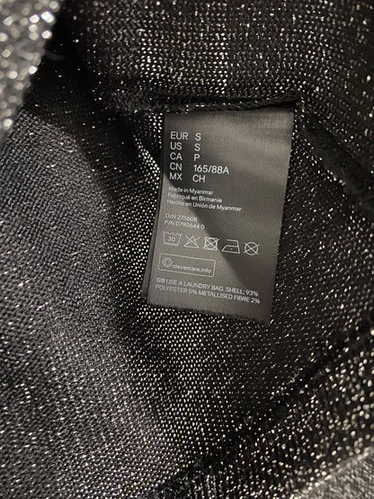 H&M |S| BUST 16| A51| CHARCOAL METALLIC GLITTER TURTLENECK TECHNICAL UTILITY TOP