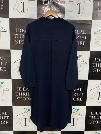 AMERICAN HOLIC |L| BUST 25| A51| NAVY OPEN-FRONT LONG-LINE TECHNICAL UTILITY CARDIGAN