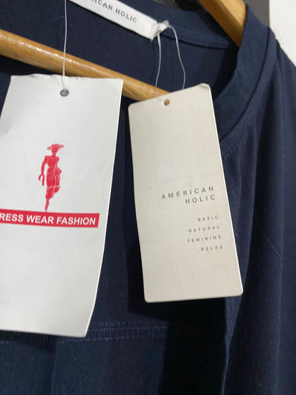 AMERICAN HOLIC |L| BUST 25| A51| NAVY OPEN-FRONT LONG-LINE TECHNICAL UTILITY CARDIGAN