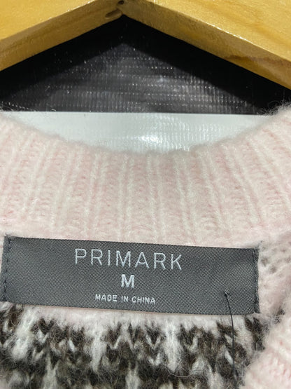 PRIMARK |M| BUST 21| A51| PINK AND BLACK FAIR ISLE YOKE TECHNICAL UTILITY SWEATER