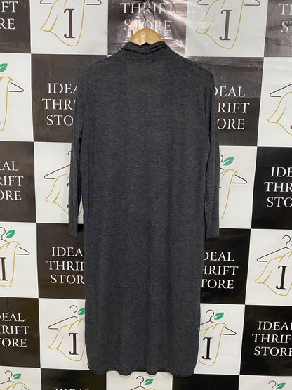 MADE WITH |L| BUST 21| A51| CHARCOAL GREY OPEN-FRONT DUSTEN LONG-LINE TECHNICAL UTILITY CARDIGAN
