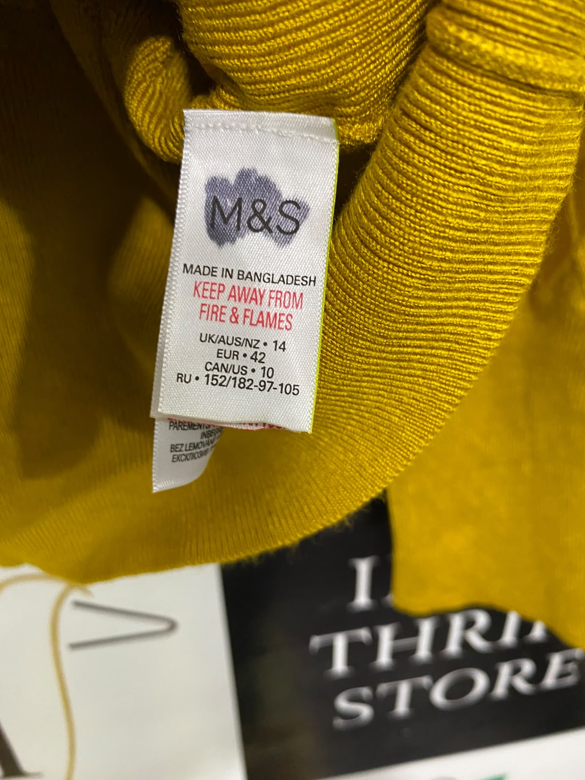 M&S |L| BUST 19| A51| MUSTARD YELLOW TEXTURED DIAMOND-GRID TECHNICAL UTILITY SWEATER