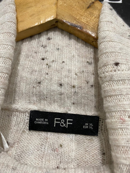 F&F |XL| BUST 25| A51| OATMEAL SPECKLED TURTLENECK RIBBED TECHNICAL UTILITY SWEATER DRESS