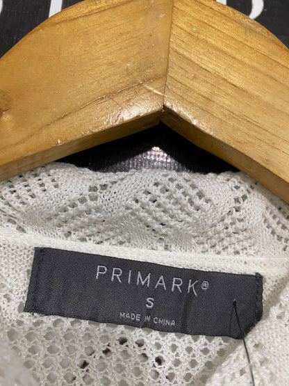 PRIMARK |S| BUST 18| A50| WHITE CROCHET OPEN-WORK COLLARED TECHNICAL UTILITY CARDIGAN