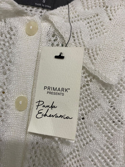 PRIMARK |S| BUST 18| A50| WHITE CROCHET OPEN-WORK COLLARED TECHNICAL UTILITY CARDIGAN