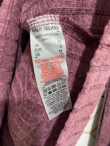 RIB=VER ISLAND |M| BUST 19| A50| DUSTY ROSE RIBBED MOCK-NECK TIE-WAIST TECHNICAL UTILITY TOP