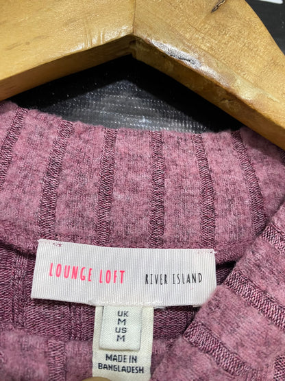 RIB=VER ISLAND |M| BUST 19| A50| DUSTY ROSE RIBBED MOCK-NECK TIE-WAIST TECHNICAL UTILITY TOP