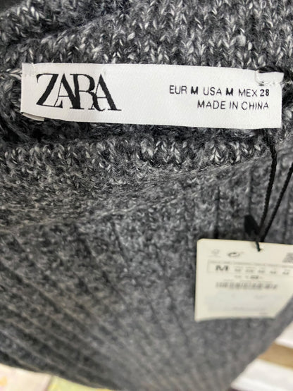 ZARA |M| WAIST 28| A50| CHARCOAL GREY HEATHERED ZARA RIBBED TECHNICAL UTILITY MIDI SKIRT