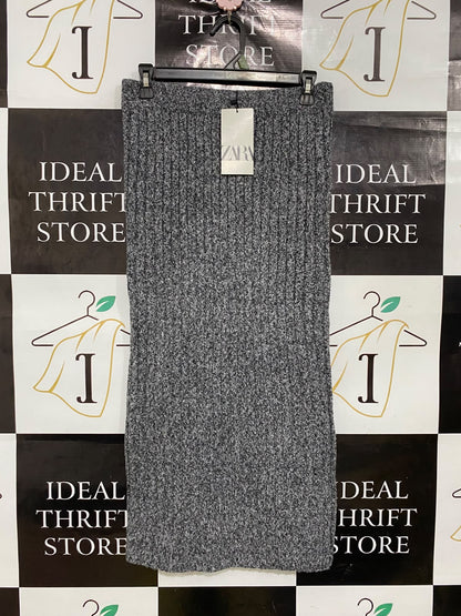 ZARA |M| WAIST 28| A50| CHARCOAL GREY HEATHERED ZARA RIBBED TECHNICAL UTILITY MIDI SKIRT