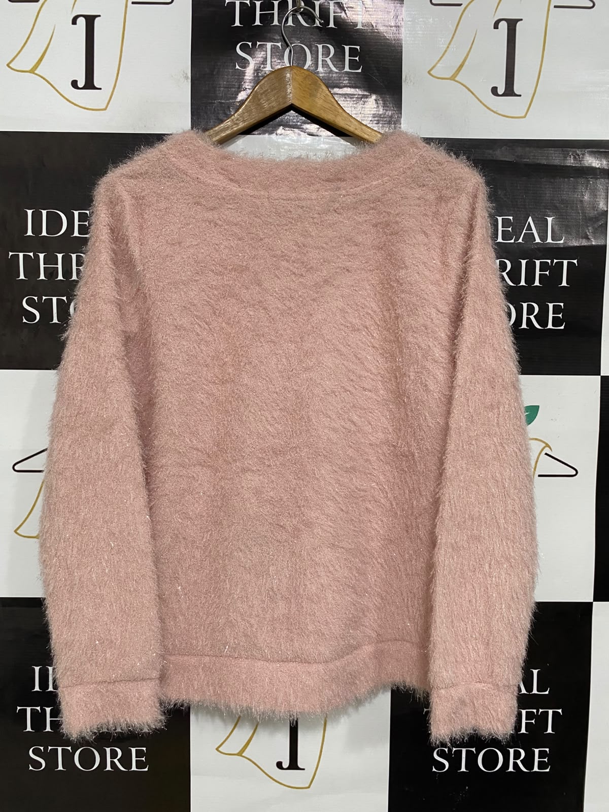 NEXT |L| BUST 21| A50| BLUSH PINK FLUFFY TEXTURED CREWNECK TECHNICAL UTILITY SWEATER