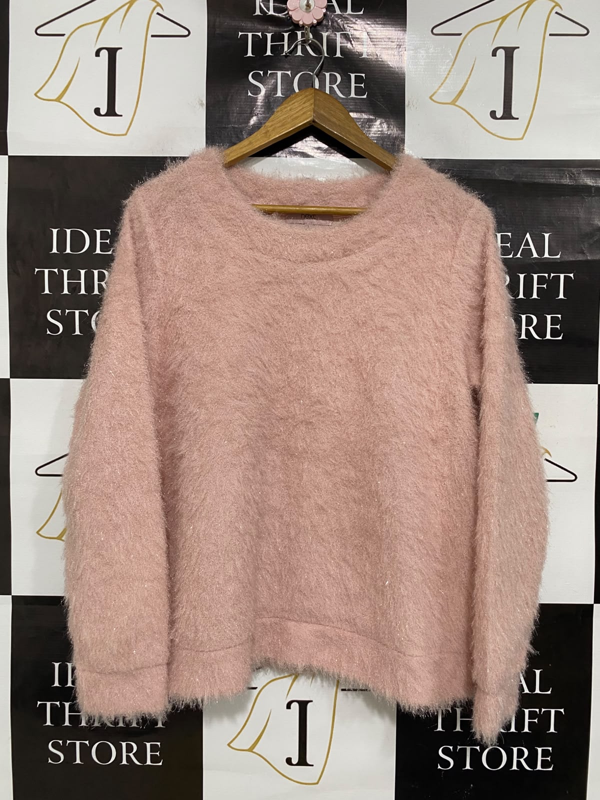 NEXT |L| BUST 21| A50| BLUSH PINK FLUFFY TEXTURED CREWNECK TECHNICAL UTILITY SWEATER