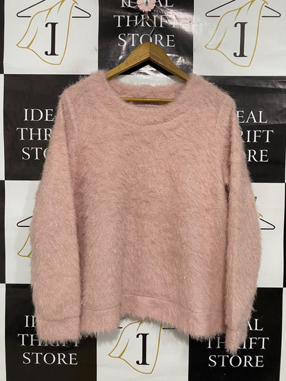 NEXT |L| BUST 21| A50| BLUSH PINK FLUFFY TEXTURED CREWNECK TECHNICAL UTILITY SWEATER