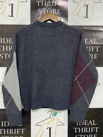 MNG |S| BUST 22| A50| CHARCOAL GREY MANGO ARGYLE-PATTERNED TECHNICAL UTILITY SWEATER