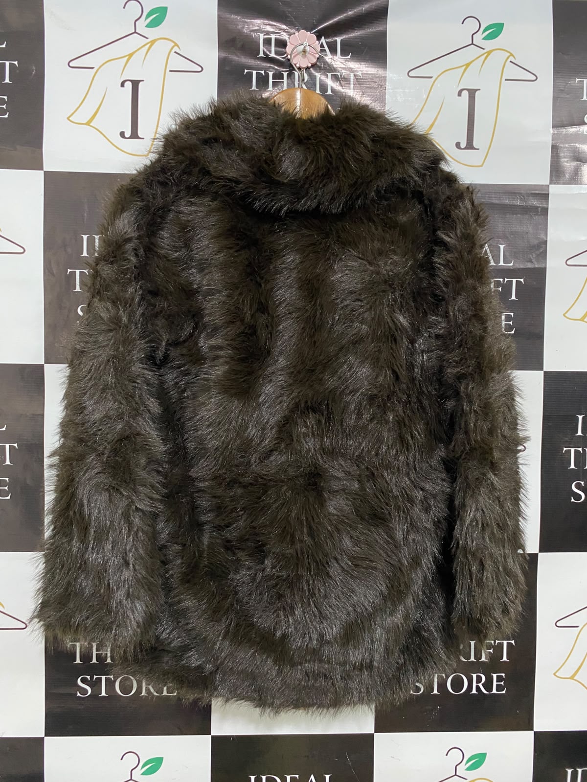 |M| BUST 23| A50| DARK BROWN SHAGGY FAUX FUR TECHNICAL UTILITY COAT