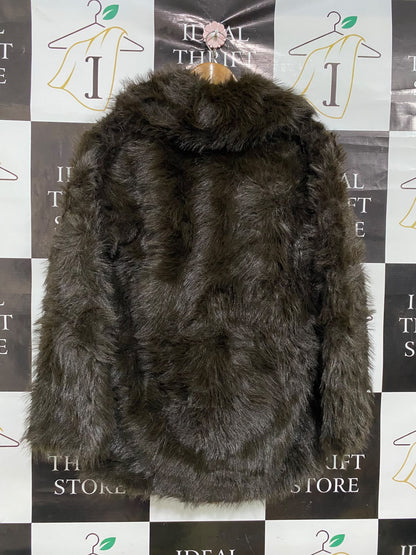 |M| BUST 23| A50| DARK BROWN SHAGGY FAUX FUR TECHNICAL UTILITY COAT