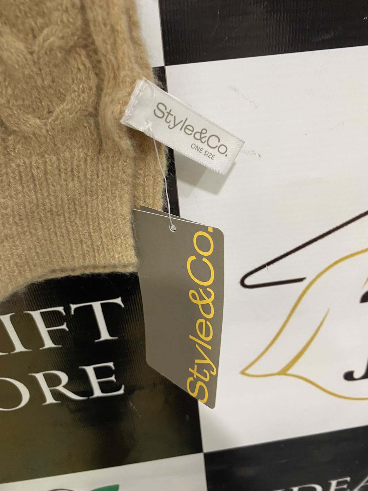 STYLE & CO |A50| CAMEL CABLE-KNIT STYLE & CO TECHNICAL UTILITY SCARF