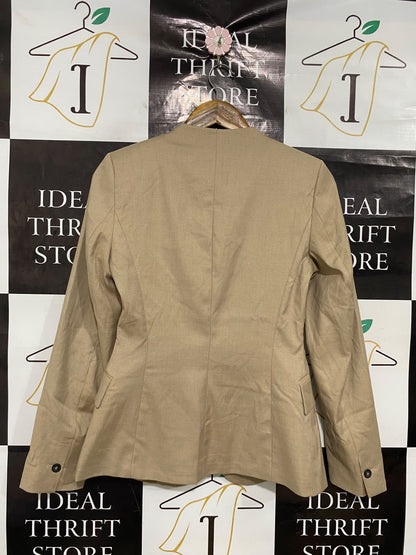 ZARA |M| BUST 17| A50| CAMEL ZARA COLLARLESS SINGLE-BUTTON TECHNICAL UTILITY BLAZER