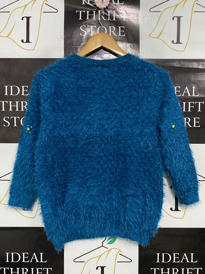 PAPAYA |S| BUST 18| A50| BLUE FLUFFY EMBELLISHED PAPAYA CREWNECK TECHNICAL UTILITY SWEATER