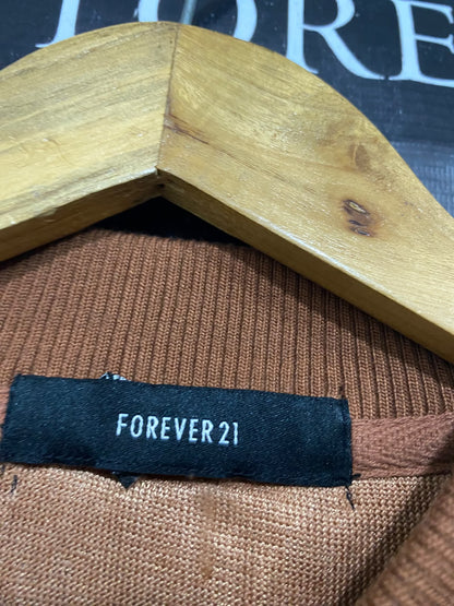 FOREVER |M| BUST 20| A50| CAMEL SHERPA FLEECE FOREVER 21 ZIP-UP BOMBER JACKET