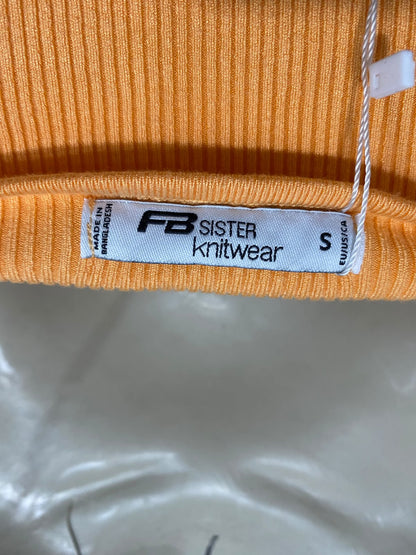 FB SISTER KNIT WEAR |S| BUST 15| A50| ORANGE RIBBED CROP TOP WITH PEARL BEADED STRAPS