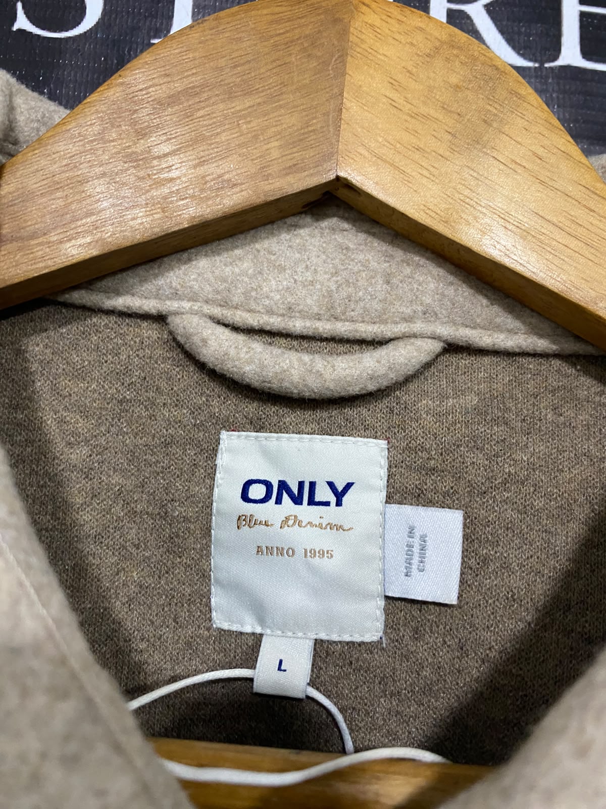 ONLY |L| BUST 21| A50| BEIGE BELTED ONLY SHACKET WITH DUAL CHEST POCKETS