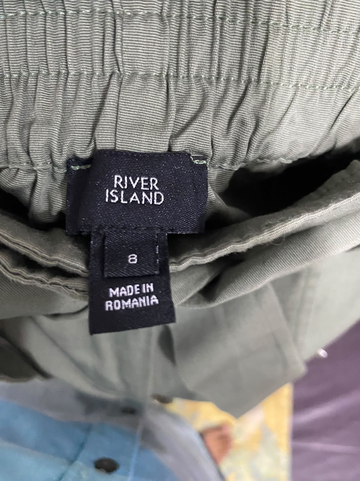 RIVER ISLAND |S| WAIST 26| A50| OLIVE GREEN TIE-WAIST UTILITY CARGO PANTS WITH MULTI-POCKETS