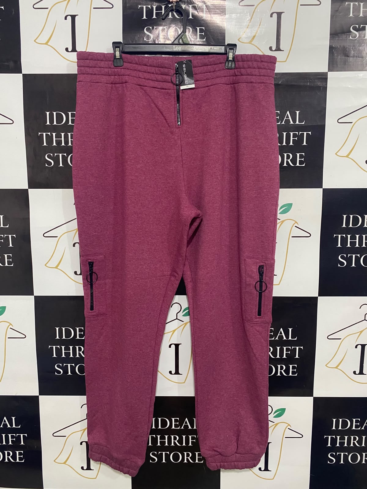 SELECT |XL| WAIST 38| A50| MAUVE HEATHERED TECHNICAL UTILITY JOGGERS WITH ZIP POCKETS