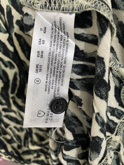 PRIMARK CARES |S| BUST 20| A50| BLACK AND CREAM ABSTRACT ANIMAL PRINT TECHNICAL UTILITY SHIRT DRESS