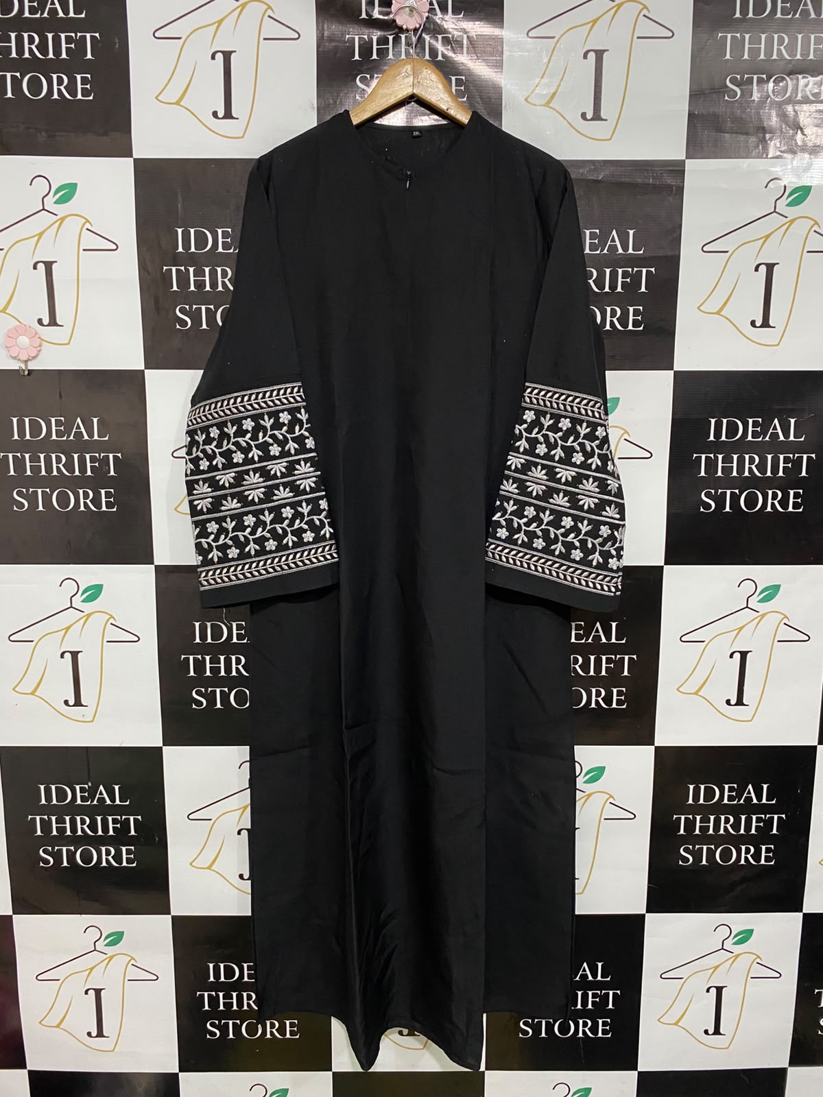 |XL| BUST 20| A50| BLACK AND WHITE EMBROIDERED SLEEVE TECHNICAL UTILITY MAXI DRESS