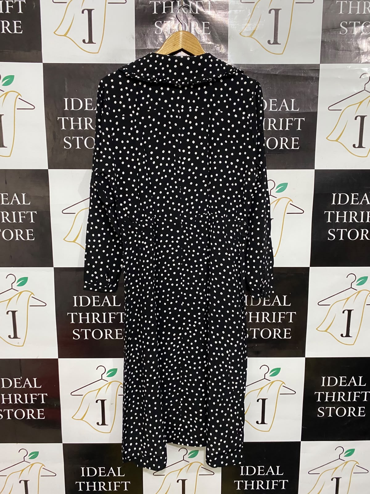 EDIE B |M| BUST 19| A50| BLACK AND WHITE POLKA DOT PETER PAN COLLAR TECHNICAL UTILITY SHIRT DRESS