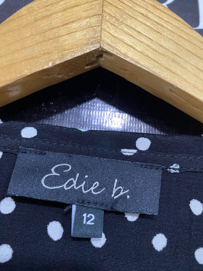 EDIE B |M| BUST 19| A50| BLACK AND WHITE POLKA DOT PETER PAN COLLAR TECHNICAL UTILITY SHIRT DRESS