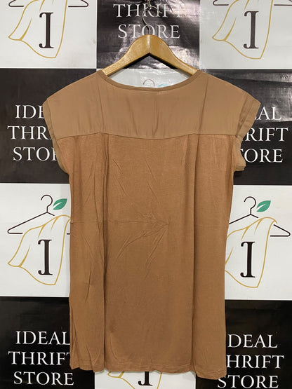 NEXT |M| BUST 19| A49| CAMEL NEXT CONTRAST-SHOULDER TECHNICAL UTILITY TUNIC TOP